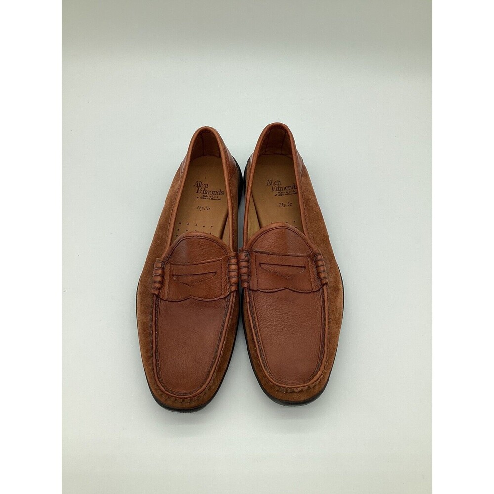 Allen Edmonds Hyde Penny Loafers Leather and Suede Brown Men’s Size 11.5 - Picture 2 of 7